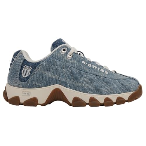 K-Swiss Women's ST329 CMF Sneaker, Wide Tennis Walking Leather Shoes 5 Blue Acid/Wash Denim