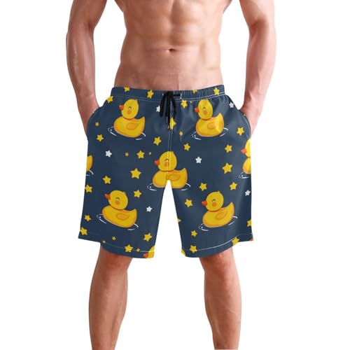 Men’s Swim Trunks Duck Yellow Star Beach Board Shorts Swimming Short Pants Running Sports Surffing Shorts2