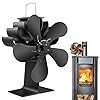 PYBBO Wood Stove Fan 5 Blades, Heat Powered Fireplace Fans for Log Burner Stove, Non Electric Silent Motors Operation Circulating Warm Air Fan with Magnetic Thermometer