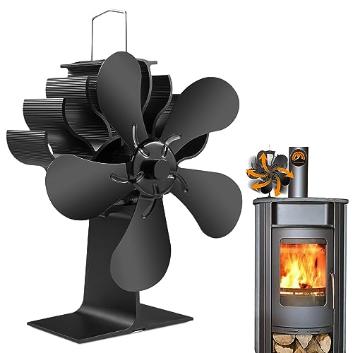 PYBBO Heat Powered Fireplace Fans, Non Electric Heat Activated Thermal Fan 5 Blades Wood Stove Fan...