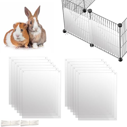 Oncpcare Lot de 12 doublures de cage en plastique transparent pour cage à lapin, cochon d'Inde, accessoires de cage pour petits animaux – Gardez la litière...