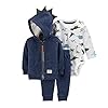 Baby outfits en kledingsets 0-24 maanden 3-delige Jack met lange mouwen en capuchon + rompertjes + broek
