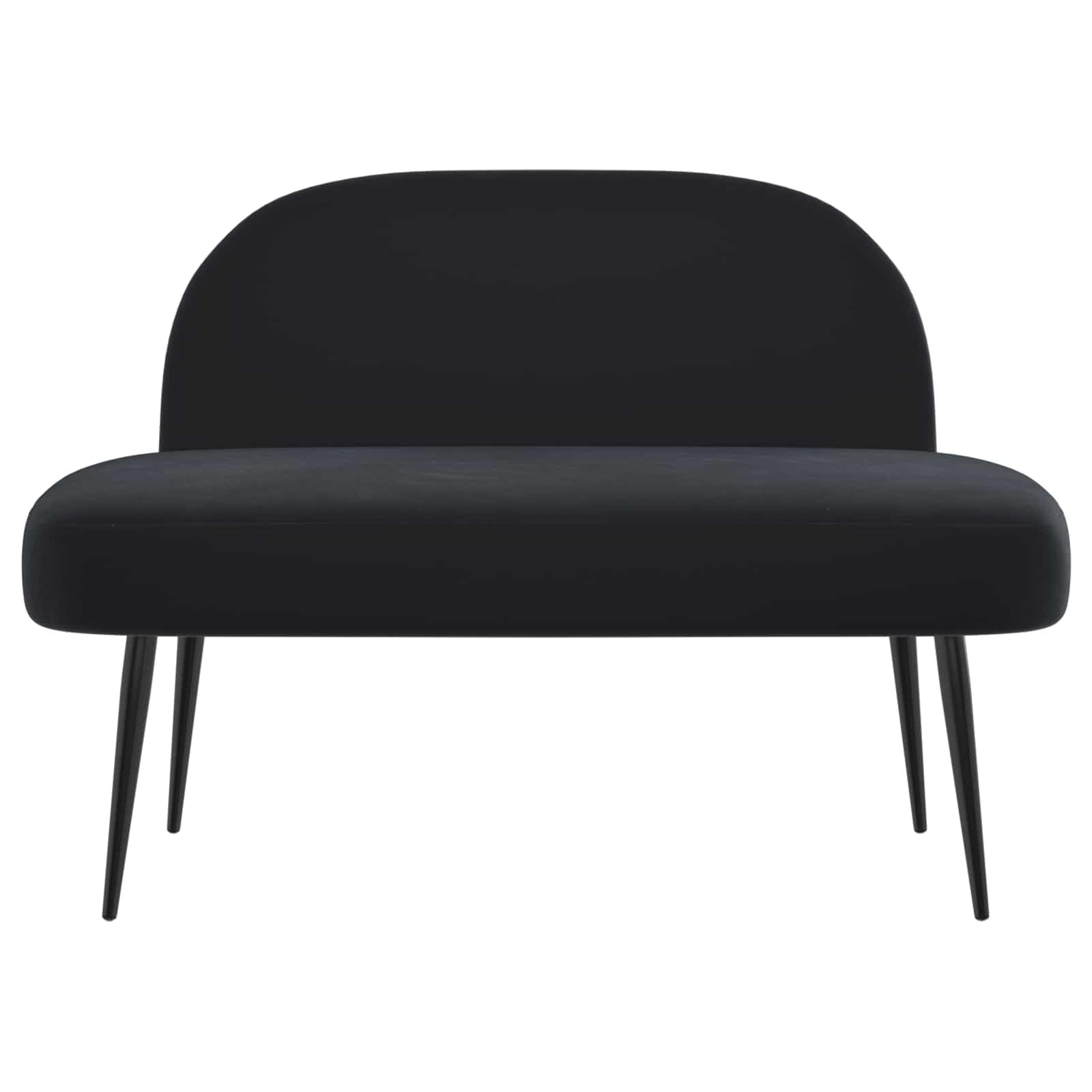 Banco acolchado con respaldo negro, 110 x 60 x 76 cm, terciopelo, marco de madera contrachapada, patas metálicas, 2 asientos, banco de salón, banco de cerveza, cojín para banco, cojín para