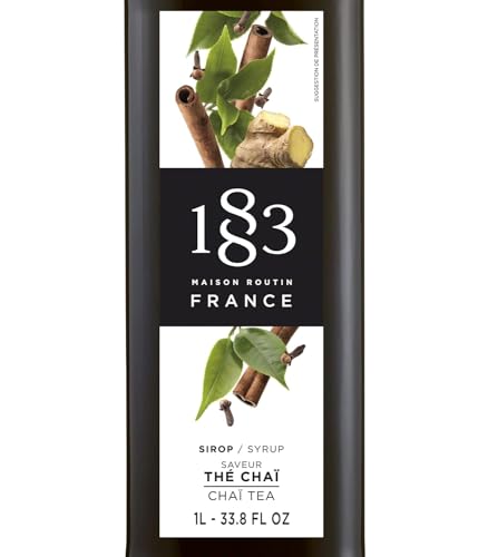Image of 1883 Chai Tea Syrup for Coffee & Drinks, Made in France, 1 Liter Plastic Bottle