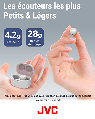 JVC Ecouteurs Bluetooth sans Fill Compacts Réduction Active du Bruit Petits Léger Design élégant Etanche IPX4 Autonomie 21H HA Z330T A - vue 6