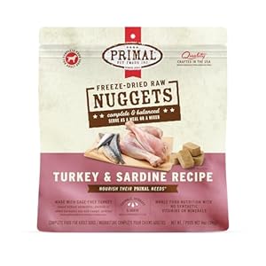 Primal Freeze Dried Raw Dog Food Nuggets, Turkey & Sardine Complete & Balanced Meal, Also Use as Topper or Treat, Premium, Healthy, Grain Free, High Protein Raw Dog Food, 14 oz Primal Freeze Dried Raw Dog Food Nuggets Turkey Sardine Complete Balanced Meal Also Use as Topper or Treat Premium Healthy Grain Free High Protein Raw Dog Food 14 oz