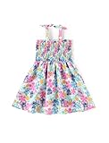 Disney Stitch & Angel Girls Dress Tropical Multi-Color Floral Print Bow Tie Straps Smocked Sundress Hawaiian Beach Kids Summer Outfit Clothes Size 8-9
