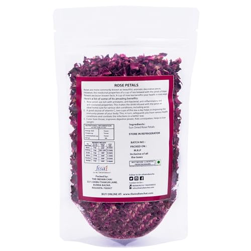 Image of The Indian Chai - Rose Petals Gulab Patti 250g, For Beautiful Hair & Skin, Food Grade Edible Fragrant Natural Healthy Best for Tea, Baking, Making Rose Water DIY