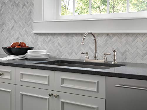 Delta Windemere Brushed Nickel Kitchen Faucet with Side Sprayer, Traditional 4 Hole Kitchen Sink Faucet, Two-Handle, Stainless 21996LF-SS - image 7