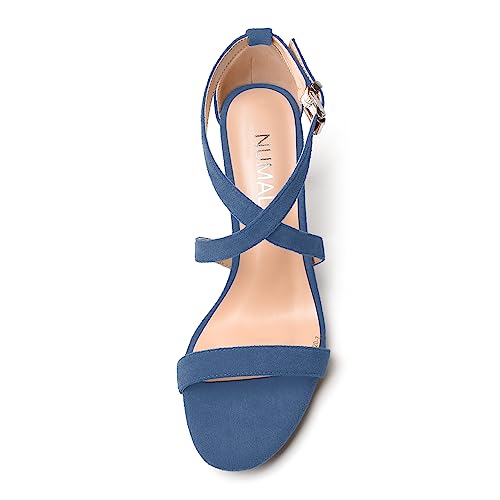 NUMALEO Womens Open Toe Buckle Evening Ankle Strap Comfortable Sexy Suede Stiletto High Heel Heeled Sandals 3.3 Inch3