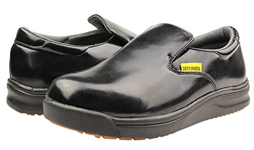 DDTX Slip Oil Resistant Slip-on Mens Work Shoes Black/White2