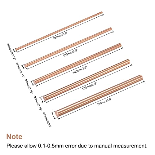 Meccanixity MEA220123EE0149 2,3,4,5,6Mm Diameter 100Mm Length Solid Copper Round Rod Lathe Bar Stock thumb #1