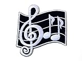 Musical Notes G Clef Eighth Music Scale Classical Embroidered Sew on Iron on Patch for Backpacks Jeans Clothing.