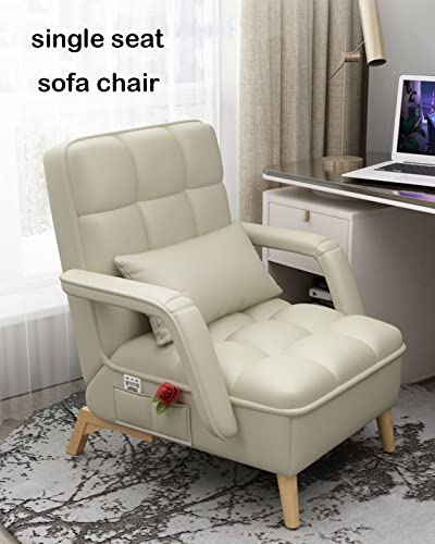 Sofa Chair Single Seat Sofa With Stool Convertible Sofa Bed With Ottoman Pu Leather Sleeper Chair With Pillow High Rebound Sponge Couch Solid Wood Legs Perfect For Small Space #TOP1