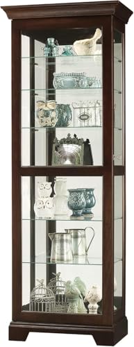 Howard Miller Tyler Curio Cabinet II - Hardwood Cabinet Wood Finish Home Decor Glass Display Cabinet Sliding & Lockable Glass Door - Storage Cabinet for Living Room, Bedroom or Dining Room