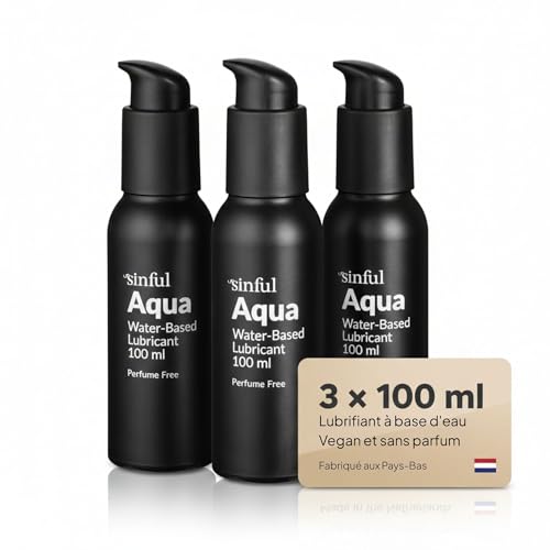 Sinful Lubrifiant Eau 3x100 ml - lubrifiant à Base d'eau - Gel Lubrifiant pour Elle et Lui avec Système de Pompe - Lubrifiant Naturel Pour Homme et Femme