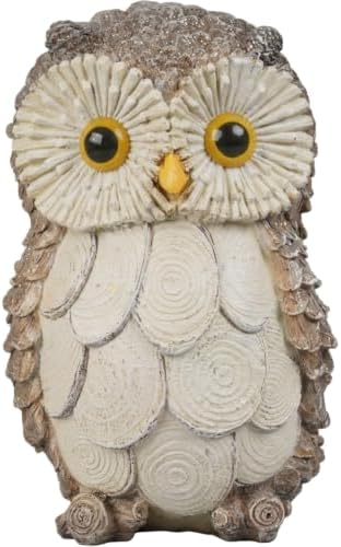 Resin Owl Statue Brown White Mini Figurine for Shelf Bedroom image 4