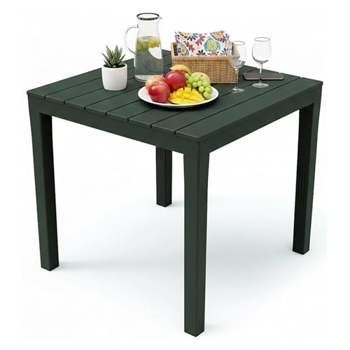 Table de jardin carrée anthracite Dmora Vicenza, table d'extérieur fixe 78x78 cm