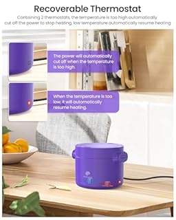 Andmenow Portable Electric Lunch Box, 33 Ounce Food Warmer Cooker,12/24/110V Upgraded Heated Lunch Box for Car/Truck/Office Ideal Men & Women's Gifts,Warming Soup,Meal,Spill-Free,100W (Purple)