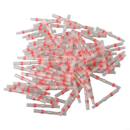 Heavy Duty Heat Shrink Butt Connectors, Welded Sealing Sleeve, Waterproof, 20/50/100X, Red (100PCS)