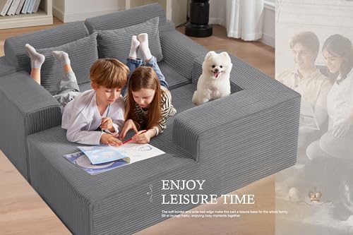 Image of HABUTWAY Sectional Couches for Living Room,No Assembly L Shaped Couch 105 inch Modular Sectional Sofa Couch with Deep Seat,Cloud Couches Furniture Sets for Apartment,Corduroy (Light Grey, Right Facing)