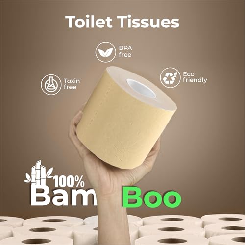 Image of IMECO 6 Rolls Toilet Tissue Paper | 960 Pulls Combo (160 Pulls x 6 Rolls) | 3 Ply Unbleached Toilet Paper Roll | 100% Bamboo | Soft & Highly Absorbent Tissues | Eco-Friendly & Hypoallergenic
