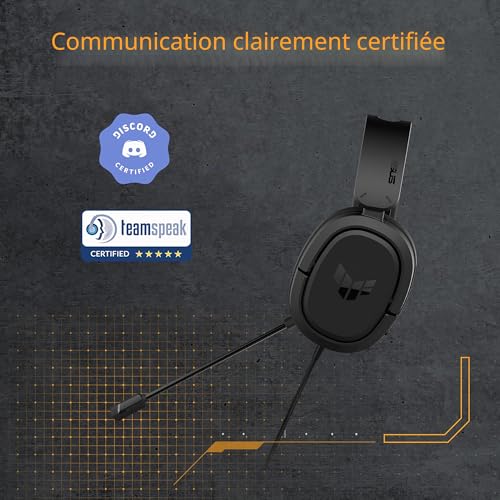 ASUS TUF Gaming H1 Wired Headset Discord Certified Mic 7.1 Surround Sound 40mm Drivers 3.5mm Lightweight for PC Switch PS4 PS5 Xbox One Xbox Series X and Mobile Devices - vue 8