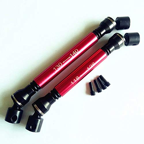 2pcs Heavy Duty Steel + Aluminum Drive Shaft Red for Axial SCX10 II AX90047