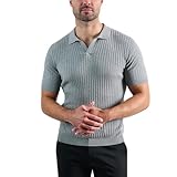 Haggar Mens Big and Tall Short Sleeve Polo V-Neck Sweater Heather Grey