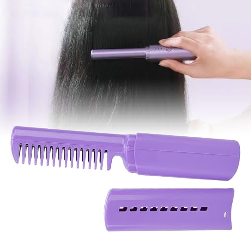 Plancha para el cabello inalámbrica ZJchao, peine alisador iónico con doble funcionalidad para alisar y rizar, herramienta de estilo portátil con carga USB y batería de 800 mAh miniatura 3