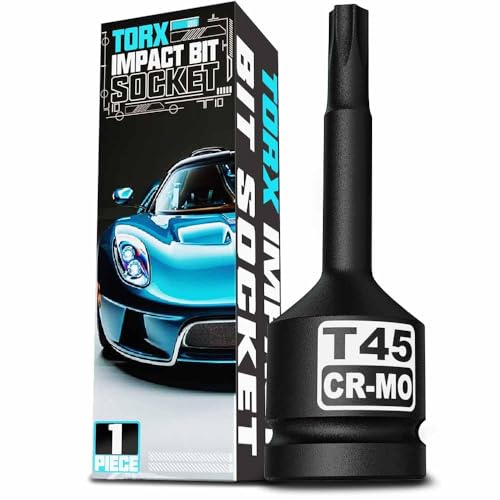 KIRXST T45 Kraft Torx Bit Schlagschrauber Nüsse, 1/2 Zoll Bit Einsatz 78mm, Kraft Nüsse für Torx Schrauben für KFZ, Motorinstandseztung, Bremsenwartung