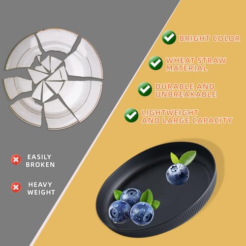 Reusable 16 Pcs Wheat Straw Dinnerware Sets Plastic Plates And Bowls Sets Unbreakable Dinnerware Set Dishes for 4 Microwave Safe Plates Cereal Bowls Tableware For Camping Party - Image 4