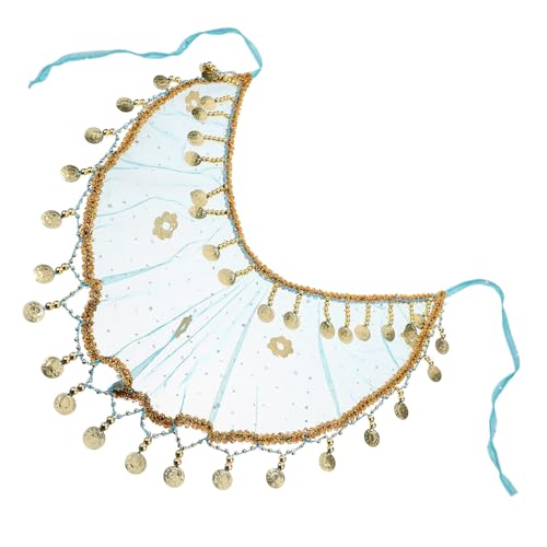 Veemoon Velo Facial para Danza del Vientre Mujer Estilo Tribal con Flecos Color Azul Pavo Real Tamaño Pequeño Accesorio Ligero para Disfraces y Actuaciones de Baile