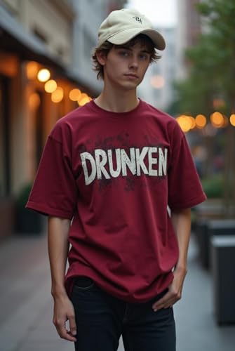 Image of DRUNKEN Cap for Men Women Topi Unisex Head Branded Boy's Girl's Caps Adjustable Strap Summer Sports Cricket Gym Dance Cotton Free Size Free Size Cotton Hat Summer Look Snapback