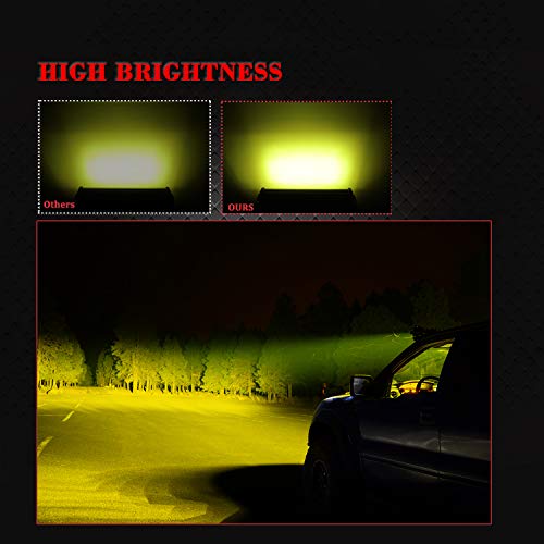 2 PCS 7 Inch Yellow Led Light Bars 96 PCS Led 13824LM Quad Row Waterproof Spot Led Pod Fog Driving Light on Rainy Snowy Day for Truck Off Road Jeep SUV Front Bumper UTV ATV