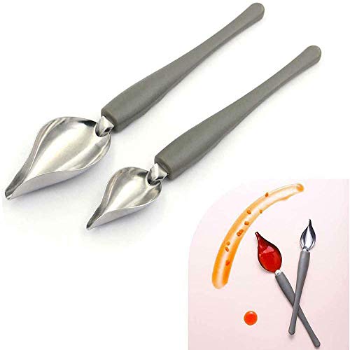4 Pcs Chef\'s Art Pencil Food Decoration Stainless steel non-slip chef cooking painting spoon Cake Decoration Baking Tool for DIY Decorating Plates