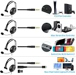 One Casque d'oreille avec Microphone pour PS5, PS4, Joso Casque d'oreille simple filaire pour Xbox, Switch, PC, iPad, Mac, tablette et téléphone avec 3.5mm Jack, Chat, Bureau Business, Coach, Gaming, Remote Work