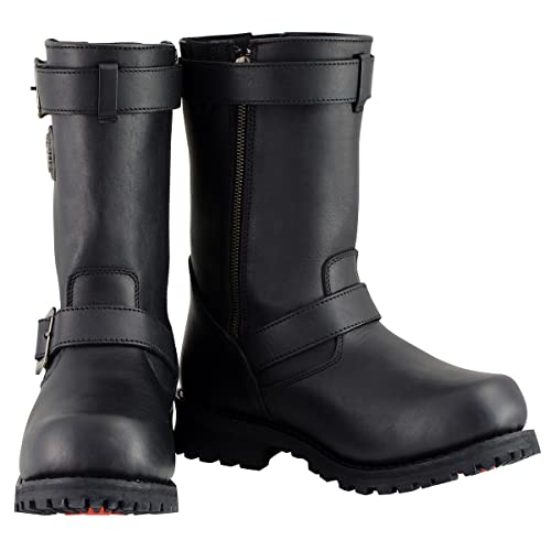 Milwaukee Leather Men's Black Leather Wide-Width 11-Inch Classic Engineer Motorcycle Boots MBM9020W2