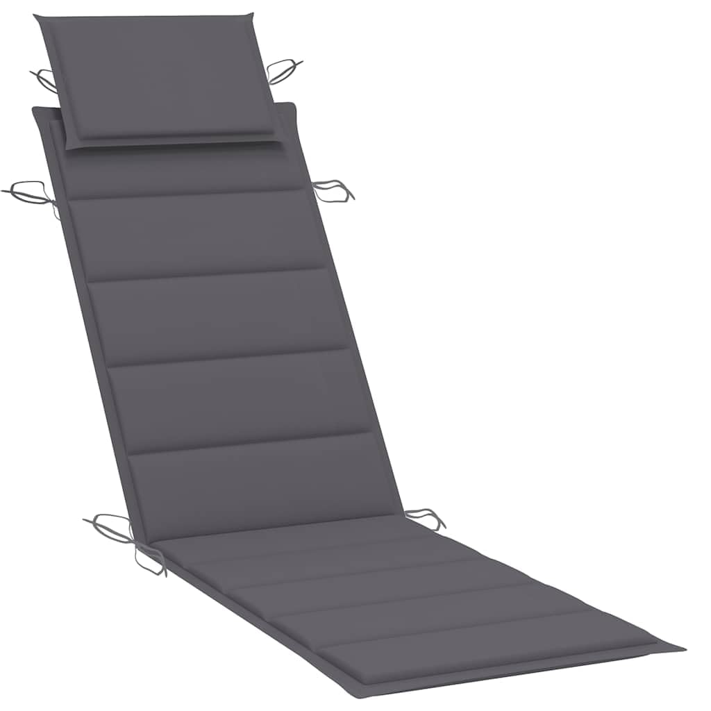 Ogrodowy leżak z poduszką lite drewno akacjowe składany wygodny leżak ogrodowy z poduszką na patio balkon taras 184x55x64 cm antracytowy 110 kg