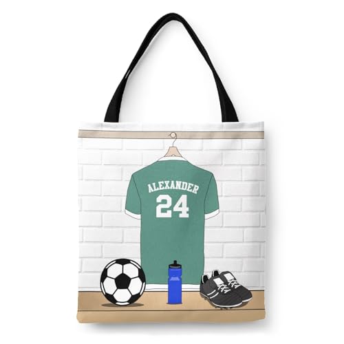 Personalized Name Soccer Sport Player Jersey Navy Handbag Gift Bags Christmas Treat Bags for Holiday Party Gift Bags