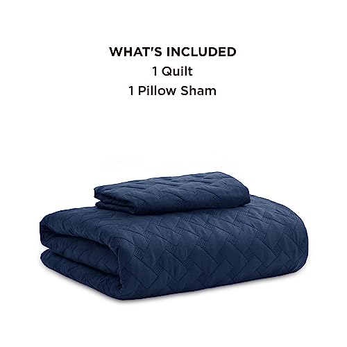 Bedsure Twin Quilt Set Dorm Bedding - Lightweight Summer Quilt Twin/Twin Xl - Navy Bedspread Twin Extra Long - Bedding Coverlet For All Seasons (Includes 1 Quilt, 1 Pillow Sham) #TOP5
