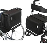 SENIORI Rollator- und Rollstuhltasche – Bequeme Befestigung & viel Stauraum – für Verschiedene Modelle – Mit Reflektor, Klettverschluss & stabiler Form (2. Schwarz, Flex)