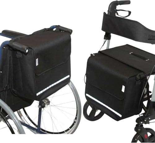SENIORI Rollator- und Rollstuhltasche – Bequeme Befestigung & viel Stauraum – für Verschiedene Modelle – Mit Reflektor, Klettverschluss & stabiler Form (2. Schwarz, Flex) SENIORI Rollator- und Rollstuhltasche – Bequeme Befestigung & viel Stauraum – für Verschiedene Modelle – Mit Reflektor, Klettverschluss & stabiler Form (2. Schwarz, Flex)