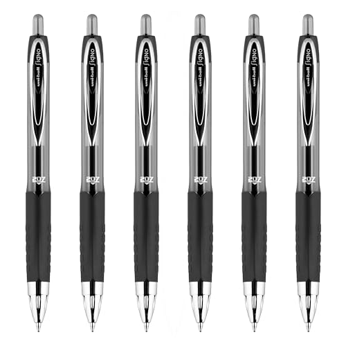 Image of uniball 207 Retractable Gel Pen, Medium Point (0.7mm), Black Ink, 6 Pens
