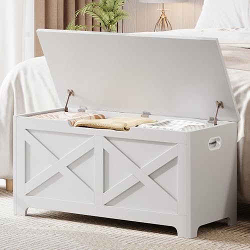 GAOMON Storage Chest, Wooden Toy Storage Bench, Modern Style Lift-Top Toy Chest with Safety Hinge for Entryway, Bedroom, Living Room, Supports 300 Lb and Easy Assembly
