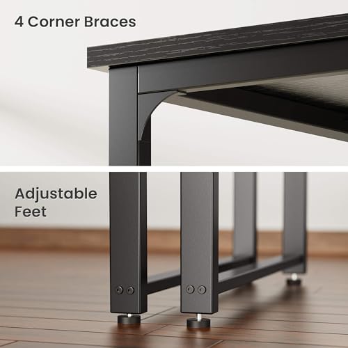 Huuger 63 x 24 inch Desk with Power Outlets & USB-C, Deeper & Thicker Desktop, Robust Metal Tubes, Computer Desk, Heavy Duty Office Desk, Work Gaming Desk, for Home Office, Black