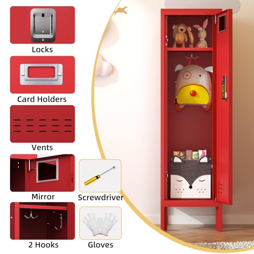 Image of BUTISOW Metal Kids Locker,Metal Cabinet Storage Lockers,Lockable for Employees with Door,54 inch Height Steel Locker,Lockable Steel Locker for Children's Room, Playroom, School,Gym