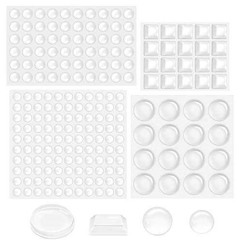 EOPUOZS Lagrimas Silicona Adhesivas, 206 Piezas Protector Antigolpes, Búfer Muebles, Silenciosos, Ideales para Puertas, Muebles, Armarios, Cajones, Teclados (4 Tamaños)
