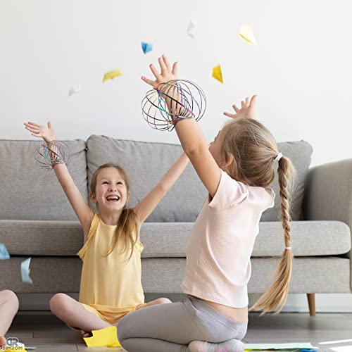 Flow Ring Spinner Ring Arm Toy - Magic Ring Game For Kids Arm Bracelet Kinetic Spiral Flow Ring Spring Toy - 3D Roll Rings Arm Slinky Metal Toy Stainless Ring - Infinity Loop Rainbow Kinetic Flow Ring #TOP6