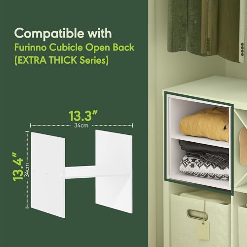 Image of Furinno Cubicle Cube Insert, H-Shelf Cube Organizer, Fits into Furinno Extra Thick Cubes, for Organizers and Storage, White (Does not fit IKEA Kallax Shelving)